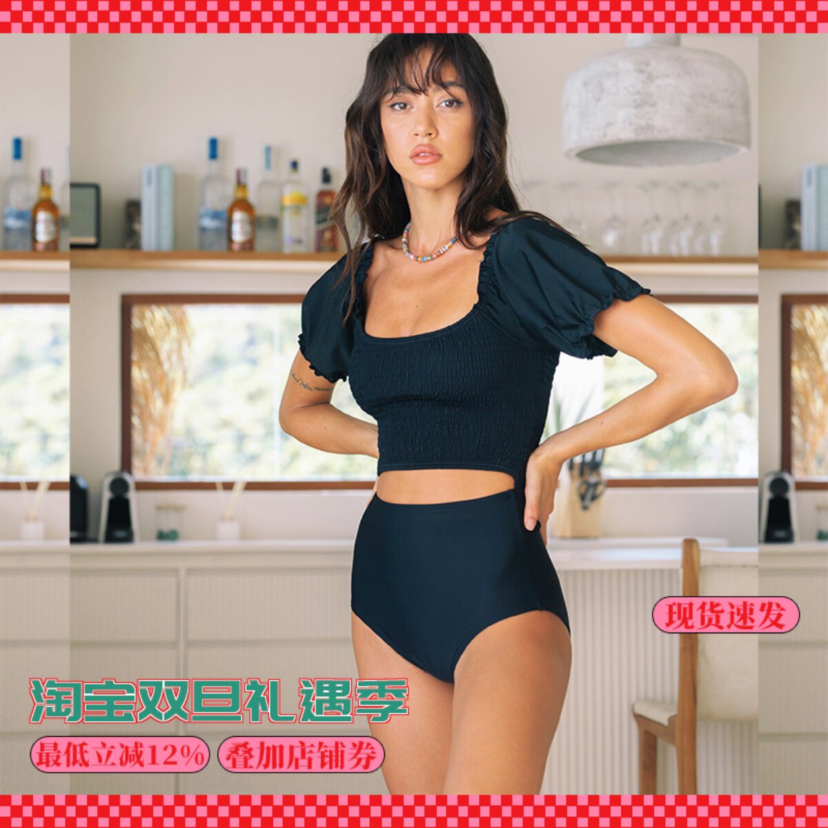 短袖女三角微胖显瘦连体泳衣温泉