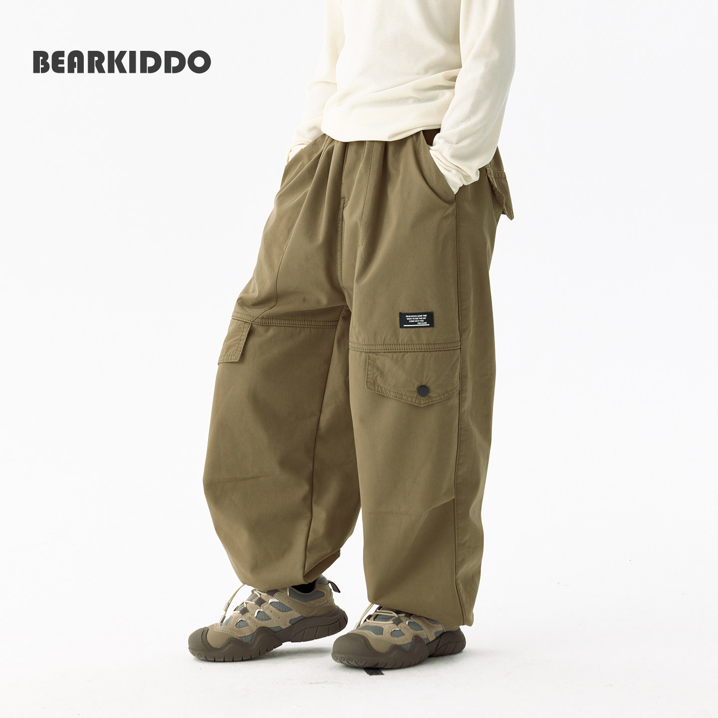 2025秋冬新款男童加绒工装裤儿童日系保暖休闲裤冬装柔软直筒长裤