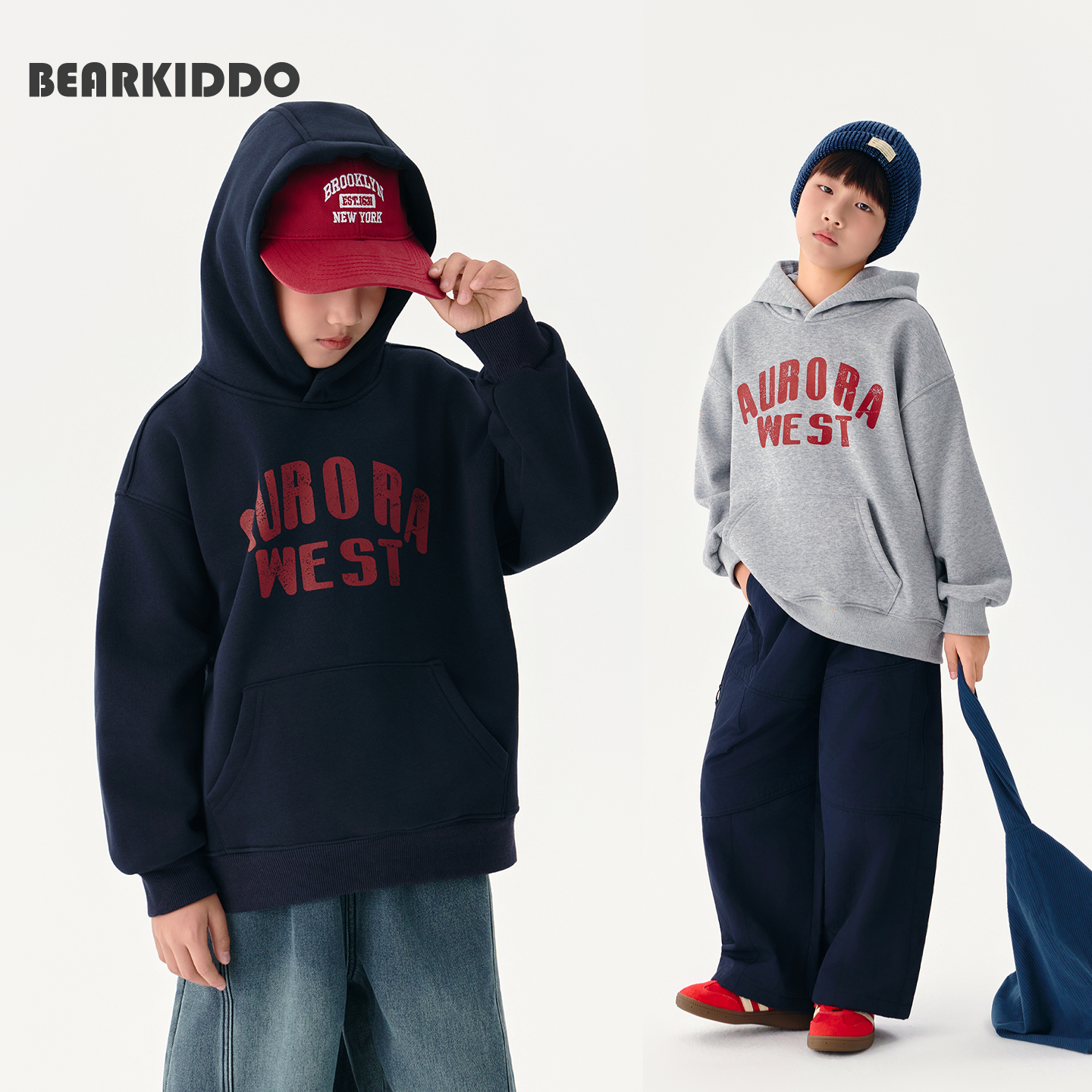 2025秋冬日系新款连帽加绒卫衣男童加厚上衣儿童百搭保暖打底衫潮