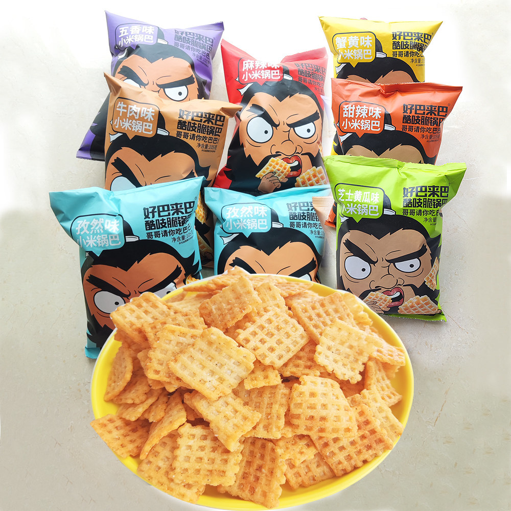好巴来巴酷张飞锅巴孜然牛肉味大张飞陕西小米锅巴五香麻辣零食品