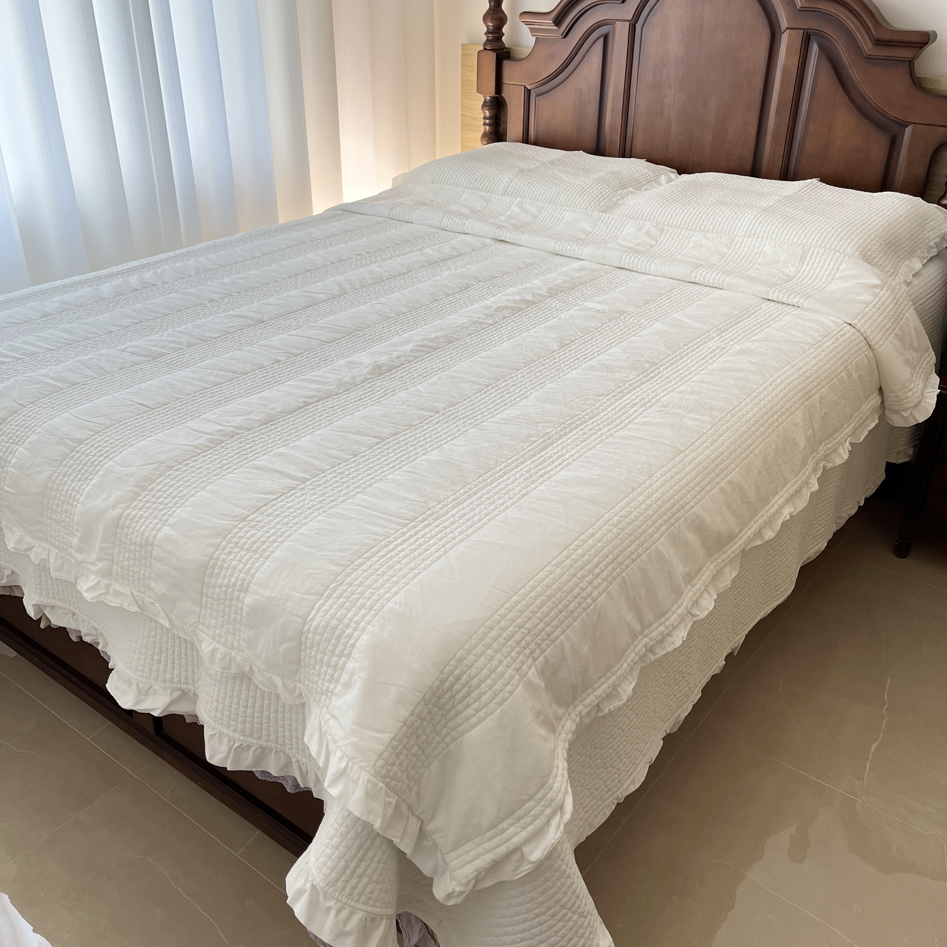 浦江工厂新款韩版巴厘纱全棉砂洗床盖四件套绗缝三件套多功能被套