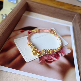 铃兰花手绳新款女生桃花转运手链手工编绳红绳本命好运绳可穿金饰