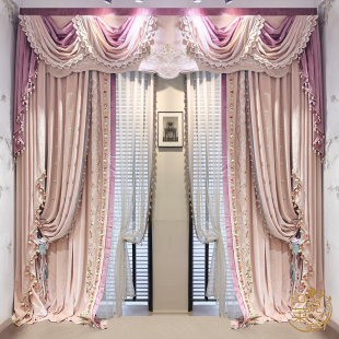 法式复古窗帘卧室客厅高遮光高级感提花浮雕落地窗定制绣花纱欧式