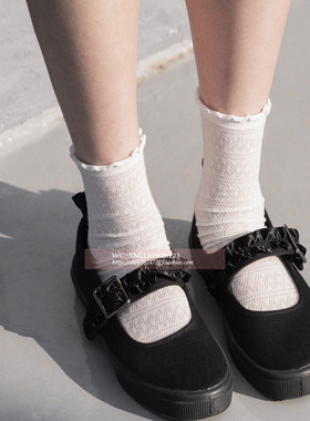 【EUNOIA】 2025韩国代购 黑色 花边边侧扣玛丽苏单鞋