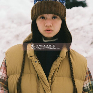 【BEAKER】2025秋冬 韩国代购 VOVOSHOP女式提花图案帽子-棕黑2色