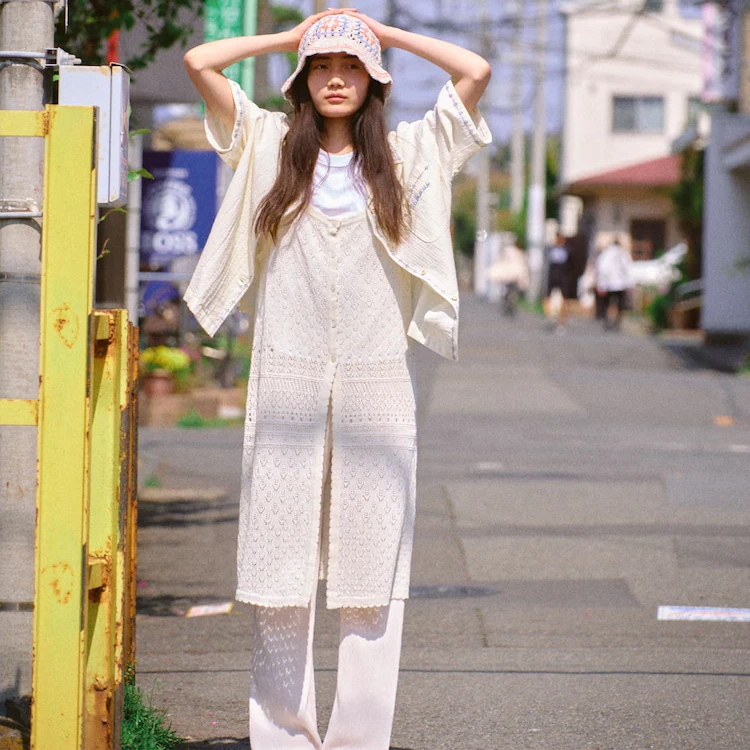 【VOVOSHOP】BEAKER25SS 韩国代购 纱线镂空针织吊带 连衣裙 蕾丝