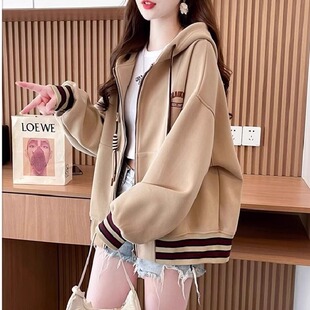 外套女2025新款秋冬卫衣连帽棒球服加绒加厚宽松高级感超好看开衫