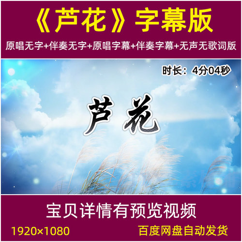 芦花 歌曲伴奏背景视频唯美芦苇花演出晚会舞台LED大屏幕背景视频