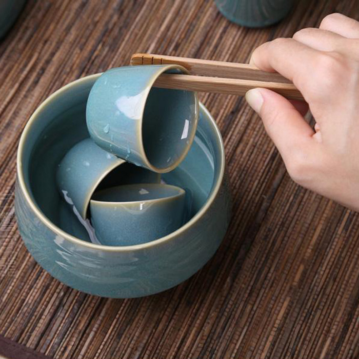 正品台湾宜龙功夫茶具配件陶瓷茶洗绿翠玉兔毫釉建水水洗两色包邮