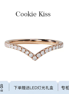 英国 【设计师】Cookie KissV字排戒叠戴戒指女18K金冷淡风食指戒