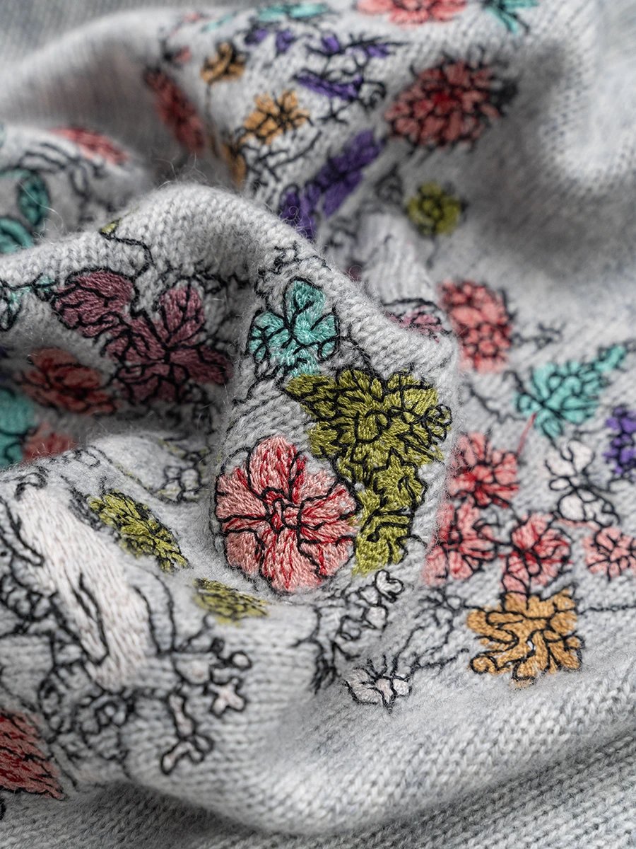 鼎奢 D 新款 加厚纯羊绒超重工万针刺绣 轻奢高级感优雅针织衫