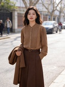 大H18针精纺德国扬子美丽奴羊毛高级感百搭条纹立领羊毛针织衬衫