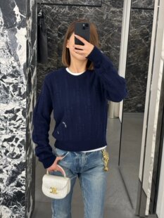 凯旋门系列贵贵1W+ 重磅康赛妮纯羊绒立体扭花刺绣羊绒针织衫