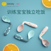 宝宝学吃饭训练勺子婴儿童一岁短可弯曲饭勺套装扭扭勺弯头歪把勺