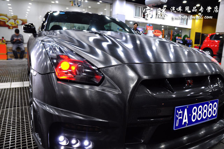 美国艾利avery 进口车身贴膜 整车贴膜 重金属拉丝黑 gtr施工案例