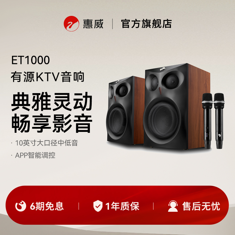 Swan惠威ET1000有源KTV音箱家庭k拉ok唱歌音响家用双话筒5.0蓝牙