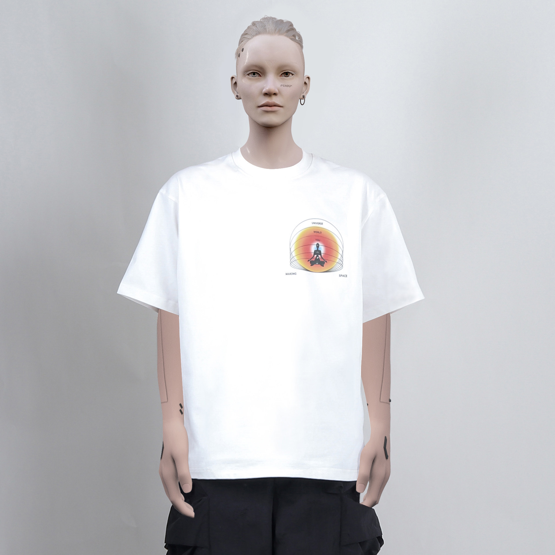 perdu 数码直喷打坐印花纯棉短袖t恤男女夏季新款宽松