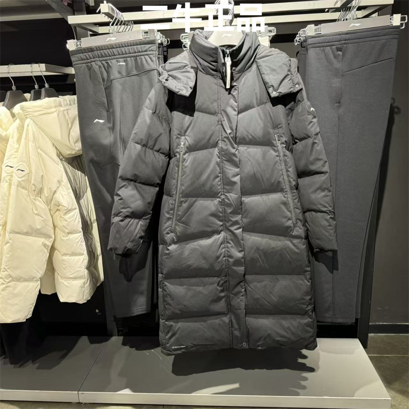 李宁女子长款羽绒服外套AYMV208