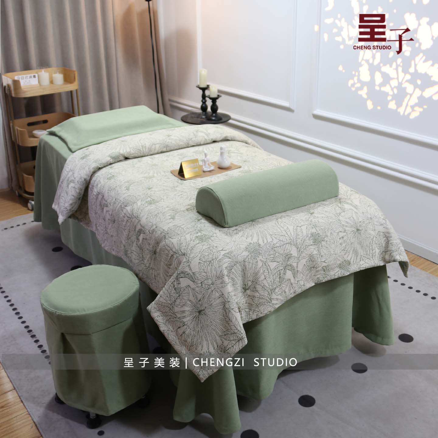 呈子清新绿叶美容床罩四件套