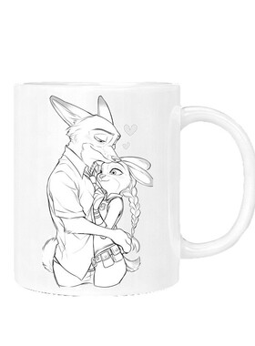 疯狂动物城朱迪尼克杯子2025冬季新款陶瓷茶水杯简笔画咖啡马克杯