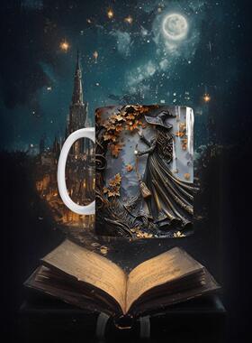 POD跨境万圣节3D巫师Witchy陶瓷马克杯亚马逊办公室创意咖啡茶杯