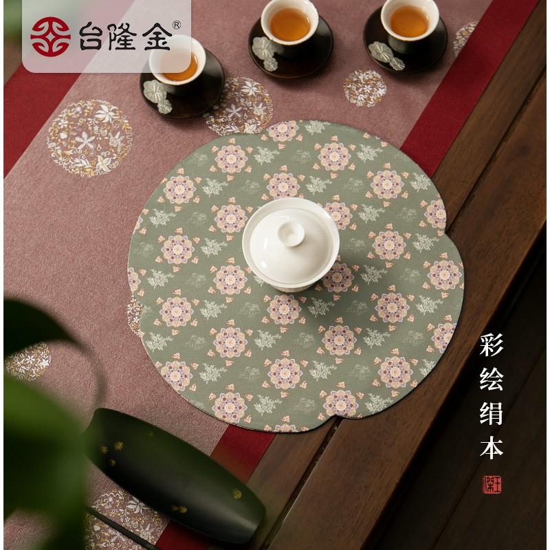 台隆金绢本彩绘席方梅花茶铺防水茶布垫中国风防烫垫碗垫高档茶巾,居家布艺,茶席,淘宝优惠券,粉丝福利购,淘宝优惠卷