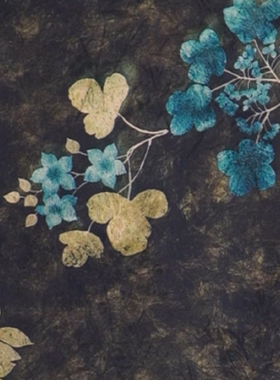 JD1349墨绿色底花卉茶席喜上眉梢暗纹百搭款叠铺50*23