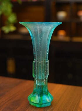 浣月系列琉璃花器蓝绿色琉璃小花瓶L