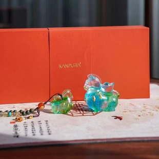 卡普拉小马手持挂件摆件古法琉璃蓝绿色粉彩红蓝紫色多色可选