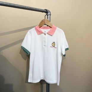 福利短袖 T恤时尚 卡通刺绣日常休闲百搭翻领套头polo衫 舒适亲子装