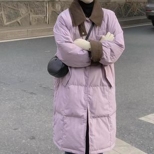 百搭翻领长袖 外套秋冬面包服保暖加厚 棉衣棉服女宽松显瘦中长款