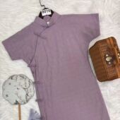 显瘦连衣裙中长款 旗袍女修身 全开襟旗袍复古盘扣立领短袖 2026新款