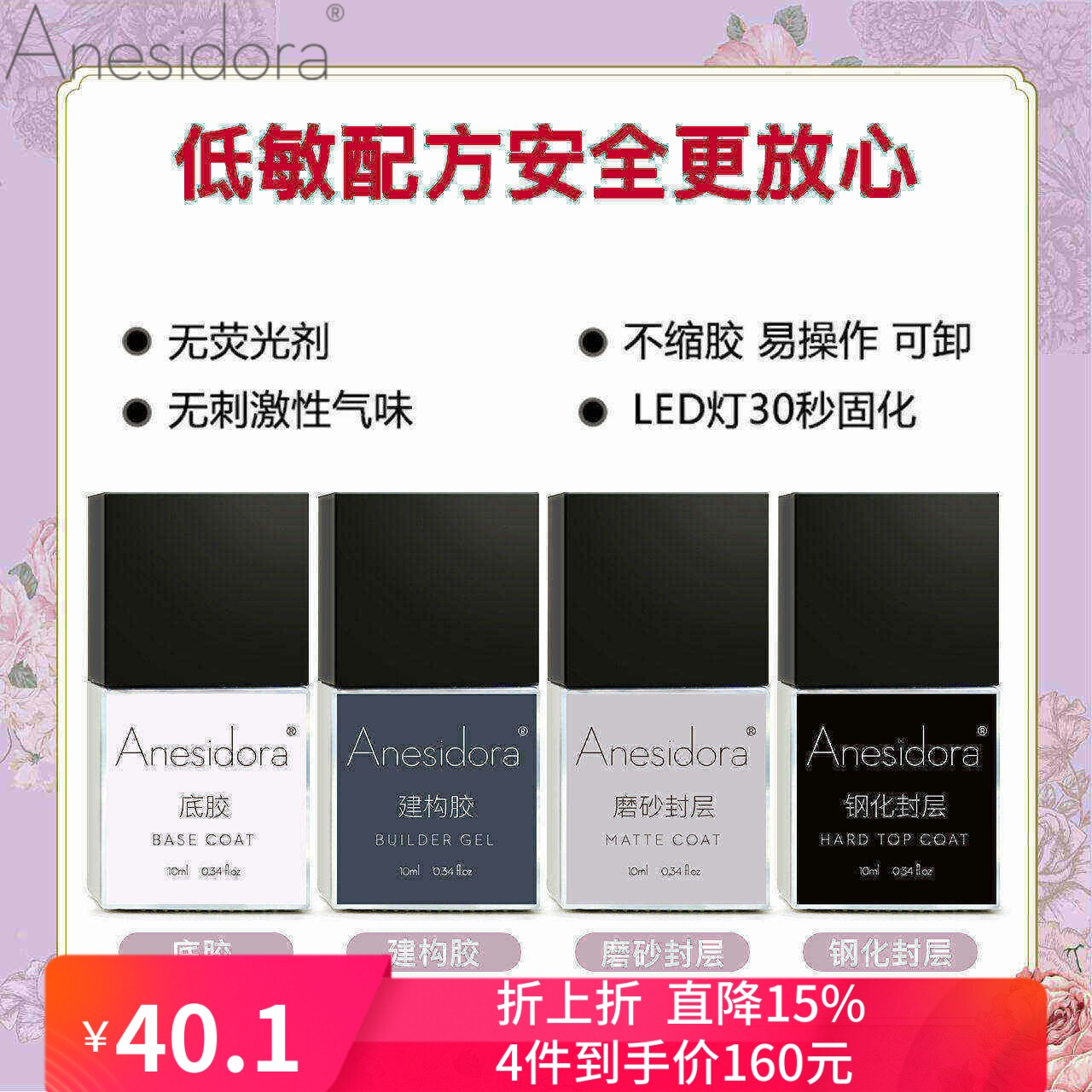 【进口可卸配方】安妮丝甲油胶 底胶 免洗封层 磨砂  加固胶 建构