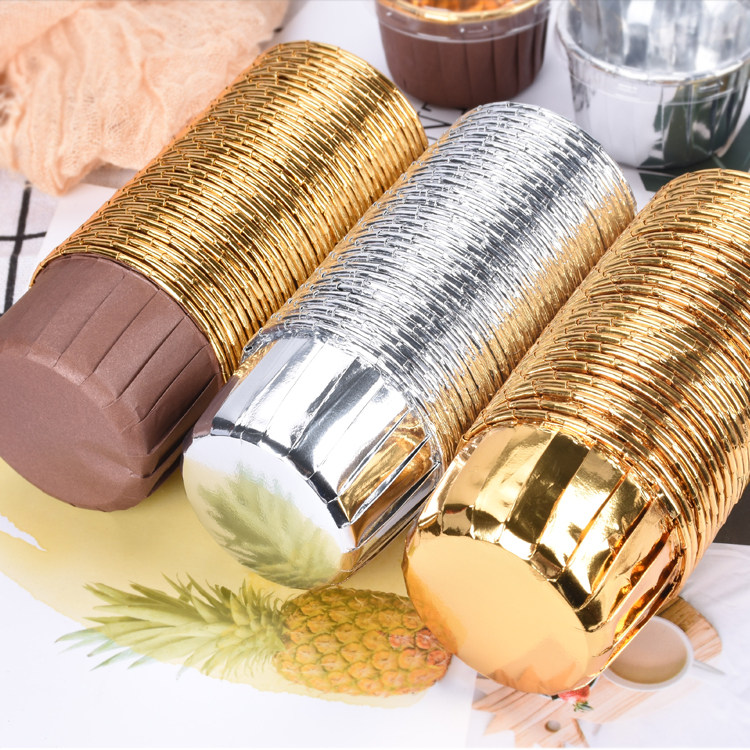 带盖金杯银杯大中小号烘焙耐高温一次性纸杯蛋糕杯家用马芬杯50个