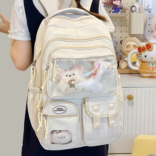 书包初中女生简约高颜值追星可放小卡大容量女高中生痛包双肩肩包