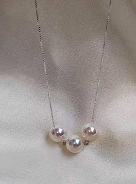 人造天女樱花粉微笑链925银吊坠