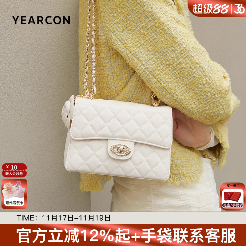 意尔康新款女包花朵装饰单肩包