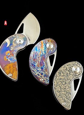 无锁 EDC小摇篮折刀随声便携口袋刀钛合金手柄CPM-3V夹钢潮玩礼品