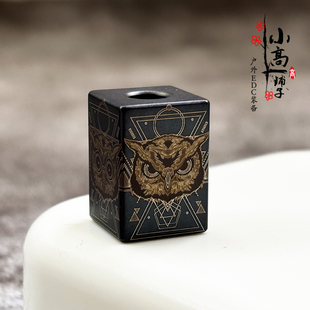 猫头鹰 钛合金方块EDC伞绳挂坠尾绳刀坠手电筒钥匙坠解压推牌坠