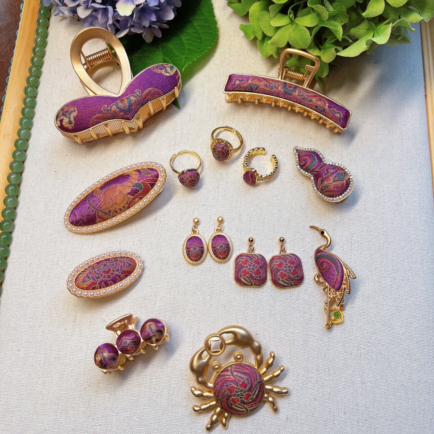 非遗原创新中式国风新宋锦抓夹