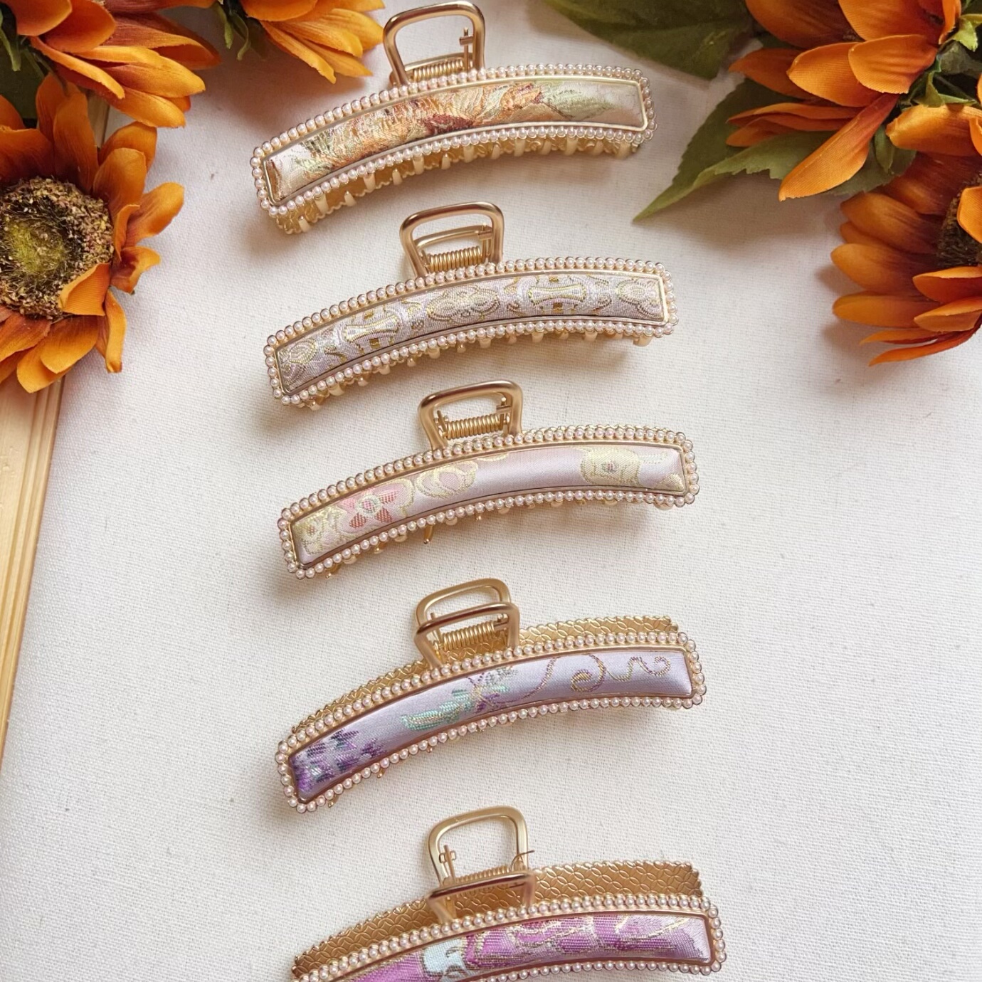 非遗原创新中式国风宋锦真丝纯手工珍珠抓夹发夹,饰品/流行首饰/时尚饰品新,发饰,淘宝优惠券,粉丝福利购,淘宝优惠卷