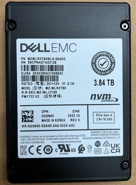 DELL EMC 0G5N65 G5N65 MZ-WLR3T80 SSD 3.84T NVMe u2 2.5