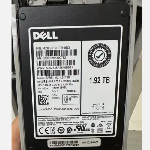 Dell 086DD 0086DD 1.92TB 2.5 SAS 12Gbps  SSD  PM1633a