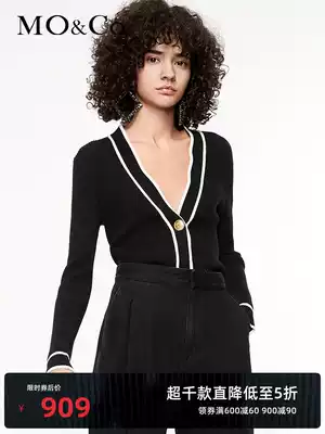 MOCO Spring and Autumn New V-neck cardigan gold button color cardigan MBO3CAR005 moan Ke