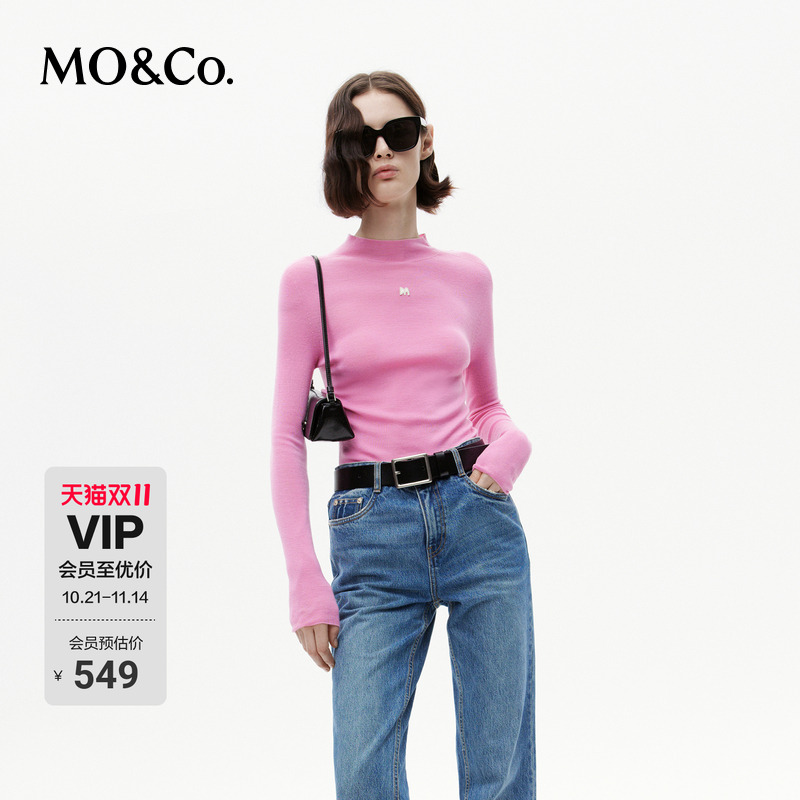 MOCO针织衫美丽诺绵羊毛无缝一体高领修身上衣内搭外穿百搭摩安珂