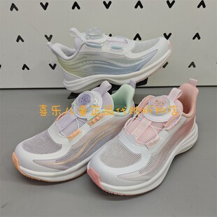 安踏儿童2025年夏款女小童薄款网面透气洋气旋转纽扣运动跑鞋9903