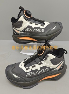 安踏儿童2025年秋冬款男大童冰川旋转纽扣防滑高帮加绒休闲鞋6915