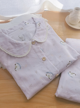 奶紫睡衣女春季新品纯棉纱布2026年新款长袖长裤本命年马年家居服