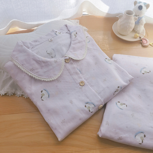 长裤 奶紫睡衣女春季 长袖 纯棉纱布2026年新款 本命年马年家居服 新品