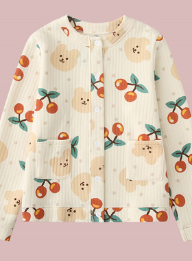 睡衣女秋春秋款纯棉空气层开衫休闲外套居家服外穿全棉家居服上衣